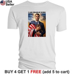 I am Charlie Kirk T-Shirt Jesus Christian Patriotic USA Tribute Political BCC10