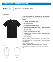 PC61 Port & Company – 5XL Essential Tee 100% Pre Srunk Cotton 6.1 oz