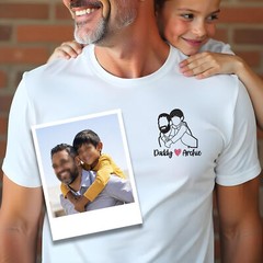 Personalised Embroidered Father’s Day T Shirt Embroidery from Photo Gift for Dad