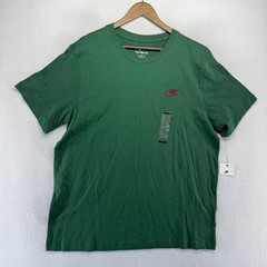 Nike Shirt Men’s XL Green Embroidered Script Spellout Logo Crew Casual Crew NEW