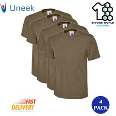 Uneek 1/2/4 PACK Unisex Classic T-Shirt Short Sleeve Work/ Casual Tee (UC301)