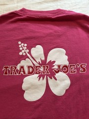 Trader Joe’s Hibiscus Logo Graphic Pink Double-Sided Short Sleeve Crew Tee S