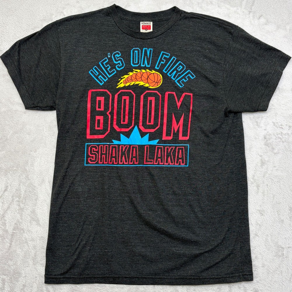 NBA Jam He’s on Fire Boom Shaka Laka Homage Tee XL fits smaller made in USA