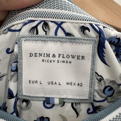 Denim & Flower Shirt Mens Large Gray Viscose Blend Pocket Casual Crewneck Tee
