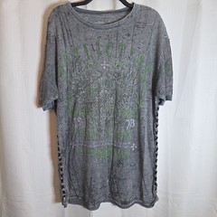 Affliction Mens T-Shirt Sz 2XL Short Sleeve Tried True Side Lace Up Crewneck