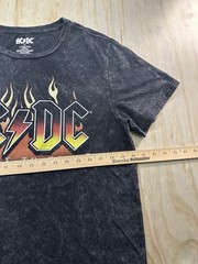 AC/DC Highway To Hell Shirt Mens Size L Black Acid Mineral Wash Flame Graphic Te