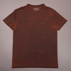 Buckle Black Burnout V-Neck Short Sleeve T Shirt Mens XL Orange BB3165 EUC
