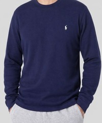 NWT- POLO RALPH LAUREN Mens Waffle Knit Thermal Long Sleeve Shirt- NAVY S – XXL