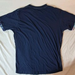 Mens Medium Navy Tee Floral Pocket Contrast Trim Cotton Shirt Casual