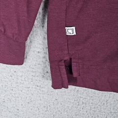 Leisure Lab Everyday T-Shirt Mens 3 Burgundy Stretch High Low Slit Long Sleeve