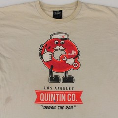 QUINTIN CO Los Angeles DERAIL THE RAIL Beige Graphic T-SHIRT Men’s L