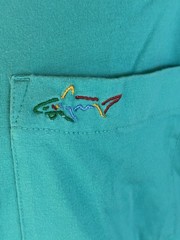 Greg Norman Pocket T Shirt Men’s XL Teal Green Fish Logo Casual Workwear Golf