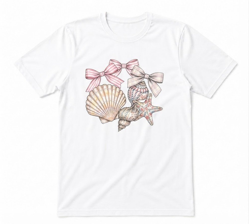 Seashells & Bows Summer White T-shirt