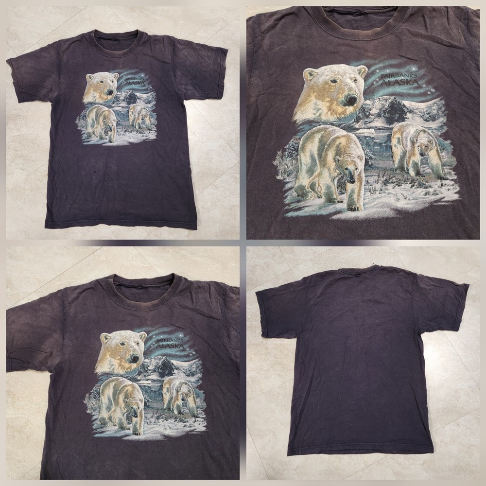 VTG Y2K Polar Bear Fairbanks Alaska Mens L Large? Distressed Faded T Shirt