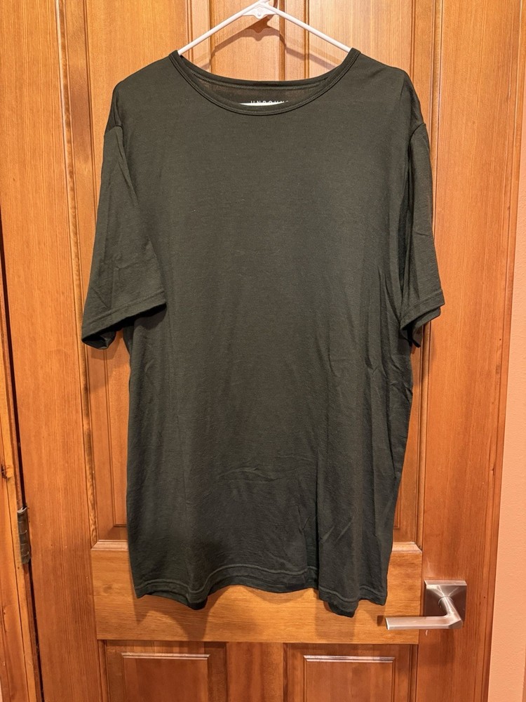 NEW! Unbound Merino Men’s XXL 2X 2XL Forest Green Crew T-Shirt Wool Short Sleeve