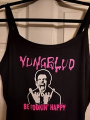 yungblud Crop Top be fookin happy yungblud Tank Top Croppe pink glitter Xs-2xl