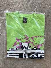 Hellstar Studios Path To Paradise Jesus Tee Neon Green Purple Pink Splat Cross