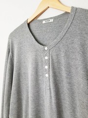 Buck Mason Men’s L Vintage Tri-Blend Long Sleeve Henley Shirt Top Heathered Gray