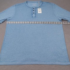 New Lucky Brand Henley Shirt Mens XL Blue Venice Burnout Long Sleeve Jersey Knit