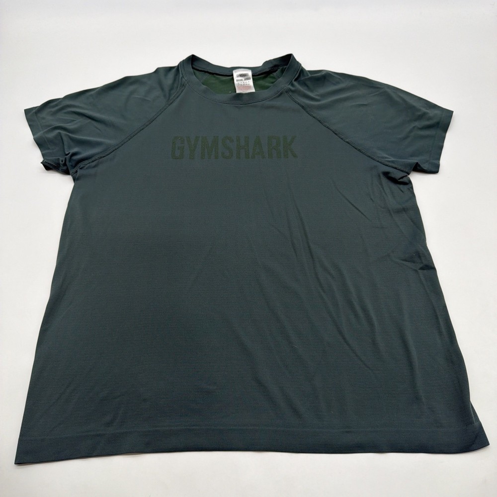 Gymshark T-shirt Men M Green Solid Logo .#47091