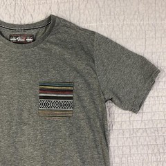 Beautiful Giant Shirt Men Large Gray Tribal Pocket Tee Heather Aztec Crewneck