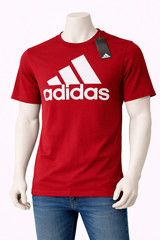 Adidas Red Logo T-Shirt Size L New With Tags Mens Casual Cotton Tee