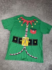 Holiday Time Shirt Mens XL Green Elf Costume Candy Cane Christmas Graphic Tee