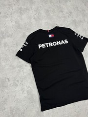 Mercedes AMG Petronas F1 Black Short Sleeve Big Logo T-Shirt Size S