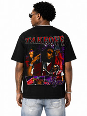 Sponsor Men’s Hiphop Migos Takeoff RIP T Shirt in Black