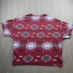 ASOS T-Shirt Men’s L Burgundy Southwestern Geometric Tribal Print Cotton Short