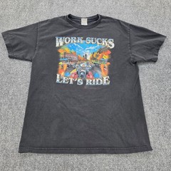 Harley-Davidson Large Vintage T-Shirt 2008 Work Sucks Let’s Ride Biker Single
