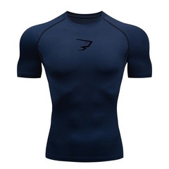 Short-Sleeved Muscle Exercise Fitness Running Elastic Round-Neck Men T-Shirt UK