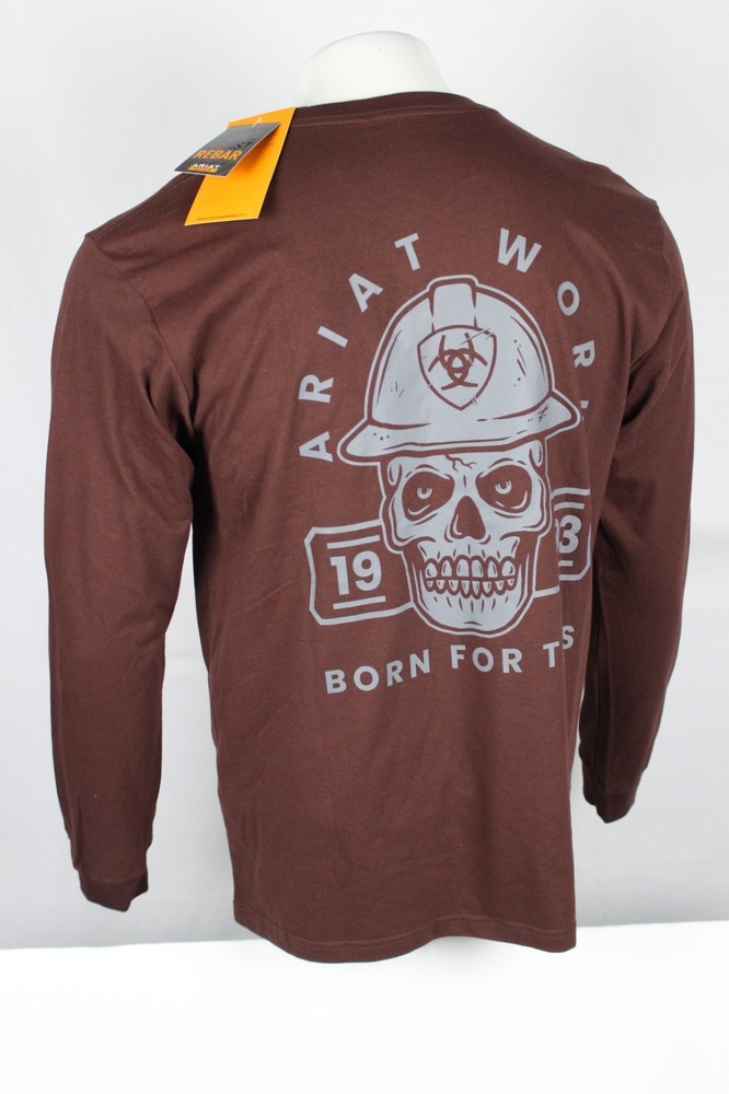 Ariat Men’s Rebar Cotton Strong Hardhead Pocket T Shirt Long Sleeve Bitter Choco