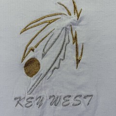VTG Key West T-Shirt Size L White Embroidered Stitched Palm Tree Beach 90s FL
