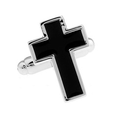 Christian Cross BLK Black Cufflinks Pair Mens Formal Shirt Cuff Links Ties