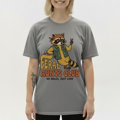Feral Aunt Social Club Raccoon T-shirt, Retro Pregnancy Announcement Tee
