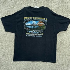 Harley-Davidson Graphic T-Shirt Men Large Black Alaska Eagle Wolf 2003 Vintage