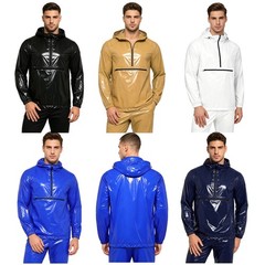 Mens Waterproof Sweatshirt Hoodie Raincoat Leak Proof Workout Jacket Tracksuit