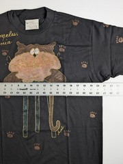 VTG 80s 90s Hand Painted Puffy Paint Cat T Shirt NOS Single Stitch USA L