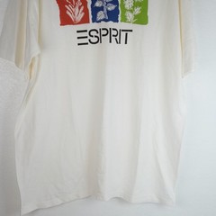 Vintage 90s Esprit Flower Block Graphic T-Shirt Sz Large White NWT Plant