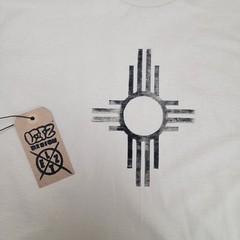 New Mexico Southwestern Zia Symbol T-Shirt Handmade Lino Print Shirt Block Print