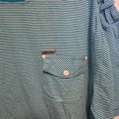 Vtg Smoke Rise T-Shirt Vintage Look Turquoise Striped Pocket Epaulettes XL NEW