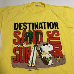 VTG 80’s Destination Surf Snoopy Woodstock Single Stitch Made In USA Artex Large