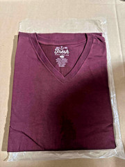 Fresh Clean Tees Mens Large V-Neck Garnet Red Soft Stretch Shirt Casual