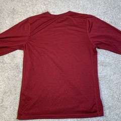 NIKE Mens Long Sleeve T-shirt Dri Fit Crewneck Lightweight Maroon Athlete SMALL