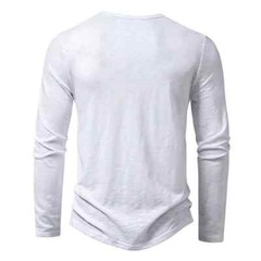 Men’s Shirt Cotton Henley Neck T-Shirts Long Sleeve Casual Button Plain 25% OFF