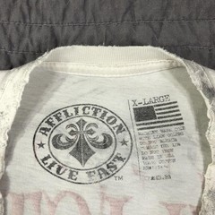 Affliction Shirt Men XL White Tried True Trademark Eagle Graphic Biker Red Foil