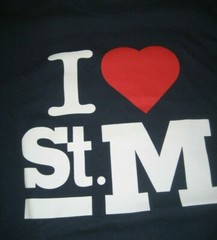 NEW Mens M Navy Blue White Red I LOVE ST. M Heart S/S T-Shirt TEE C Port
