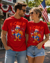 4th of July F-Caw-F Rooster Chicken T Shirt
