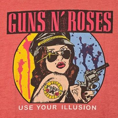 LUCKY BRAND Guns n Roses Mens Large Red Distressed Casual Music Rock Metal NWT